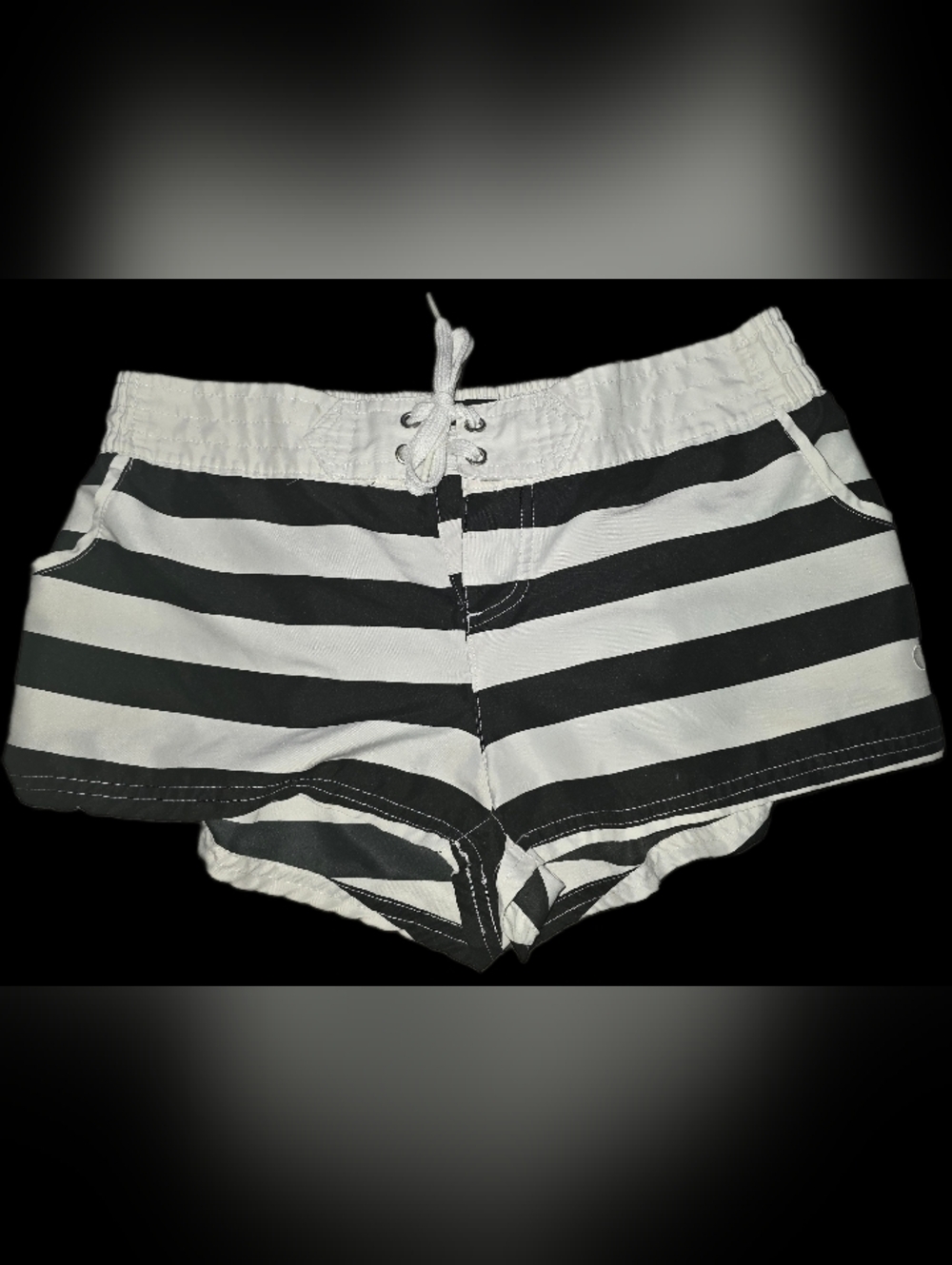 Black & White Striped Swim Shorts